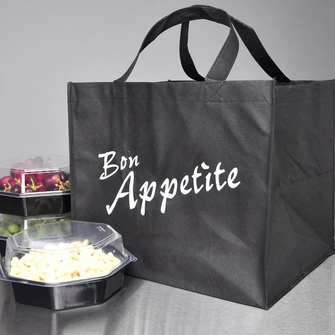 14" x 12" x 12"   12"BG 80 GSM Non-Woven Polypropylene Bag -- Catering and Take Out, 100/CS