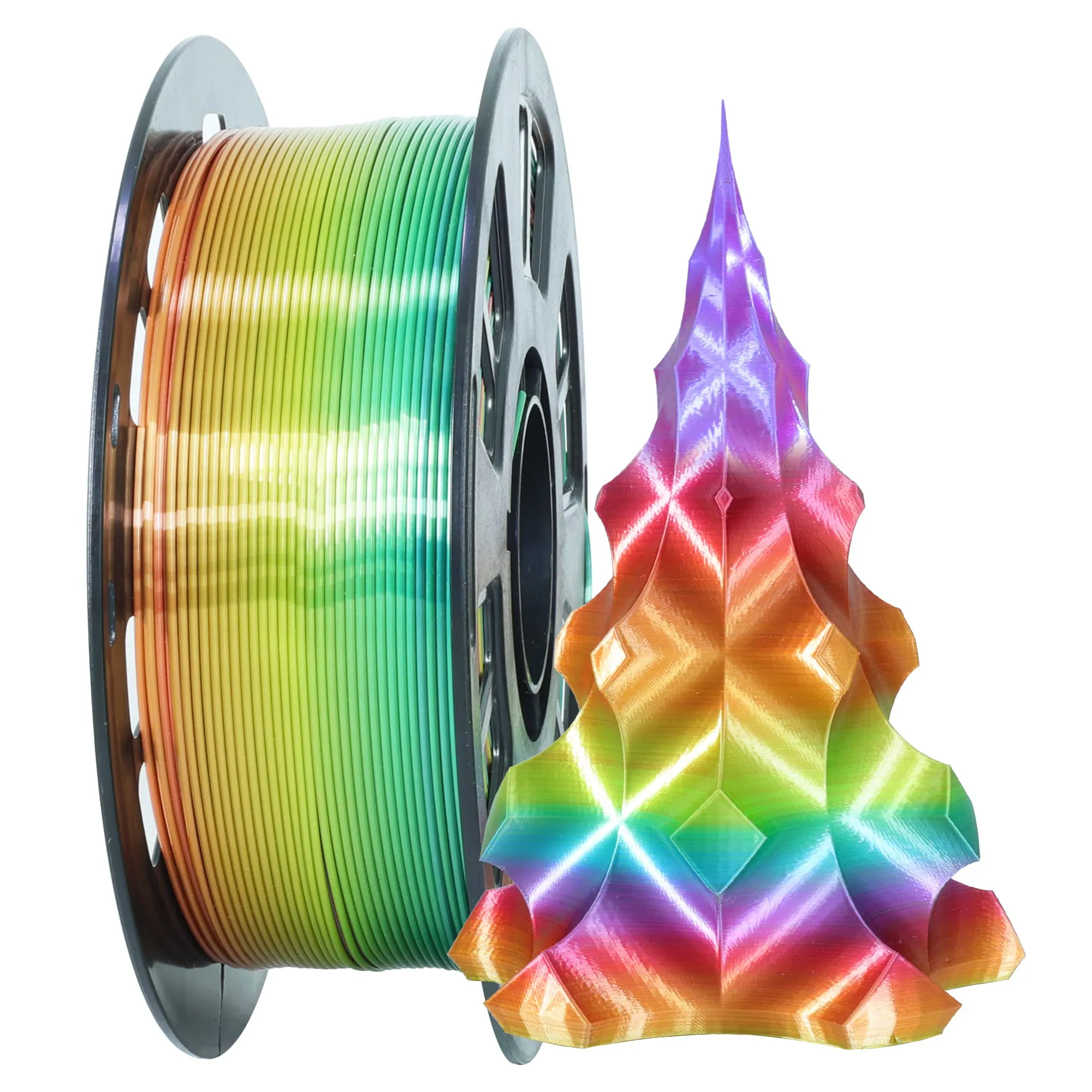 1.75mm 1Kg Silk Shiny PLA Most Basic Popular Multicolored Fast Color Change Rainbow 3D Printing Filament, Color Change Gradually Random Quickly, 2.2lbs 3D Printing Material by MIKA3D