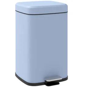 20L Kitchen Pedal Bin, Metal Rubbish Bin with Soft-close Lid, Light Blue