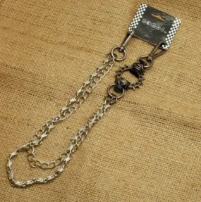 21” Spike Ring Chrome Wallet Chain With Double Chain