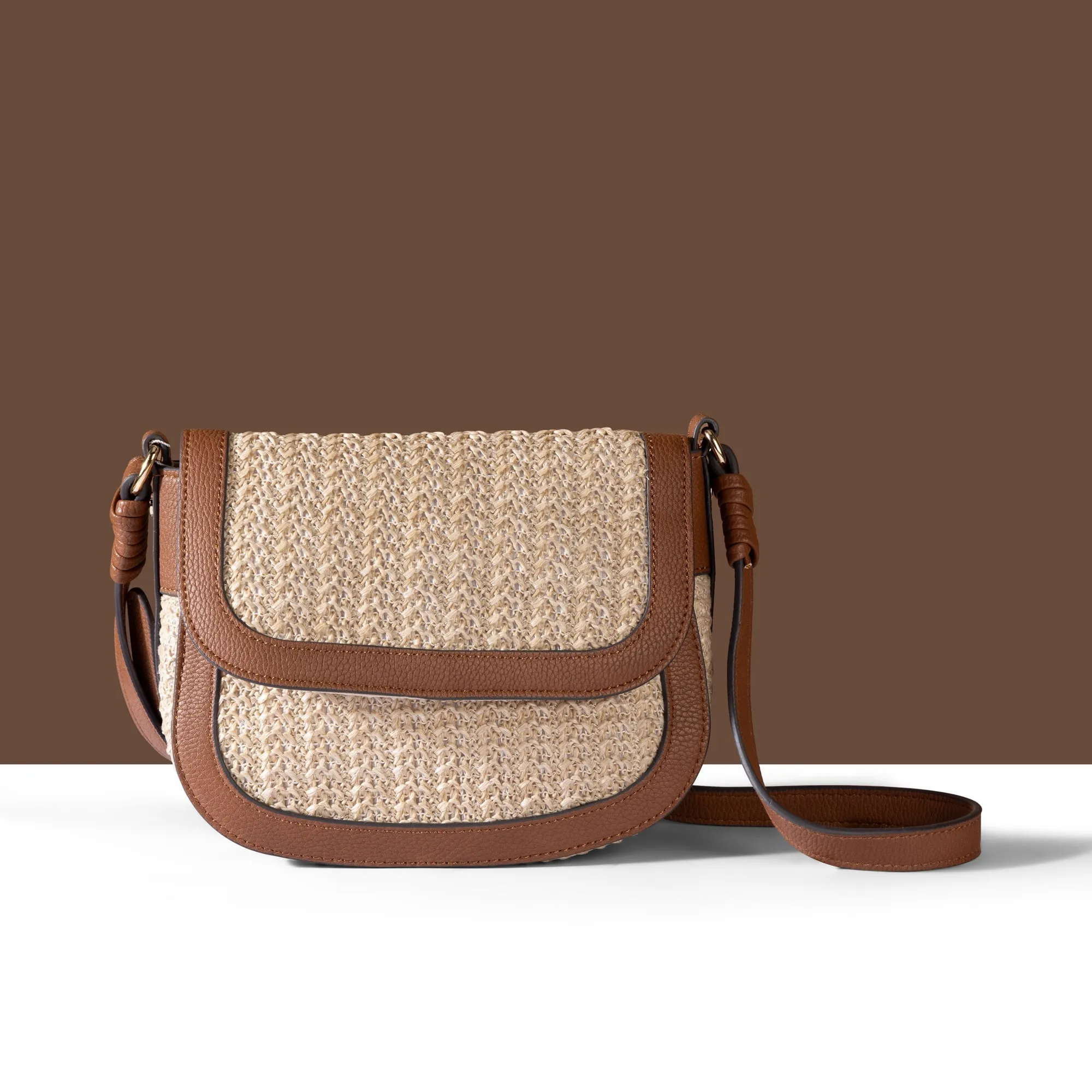 Accessorize London Women's Brown Woven Sling Bag