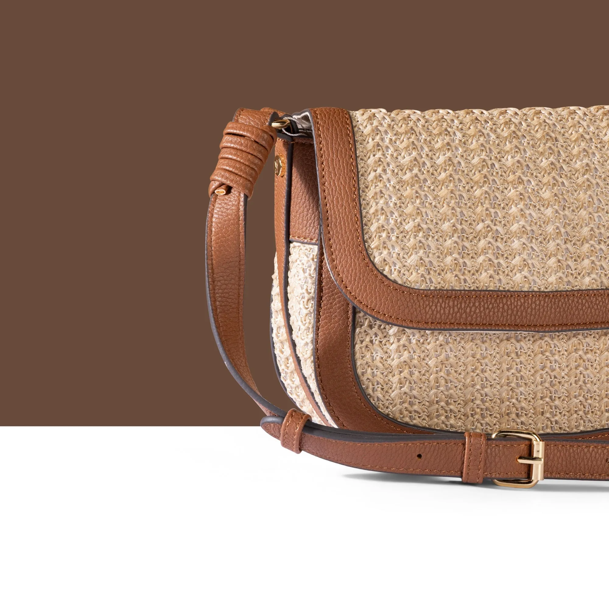 Accessorize London Women's Brown Woven Sling Bag