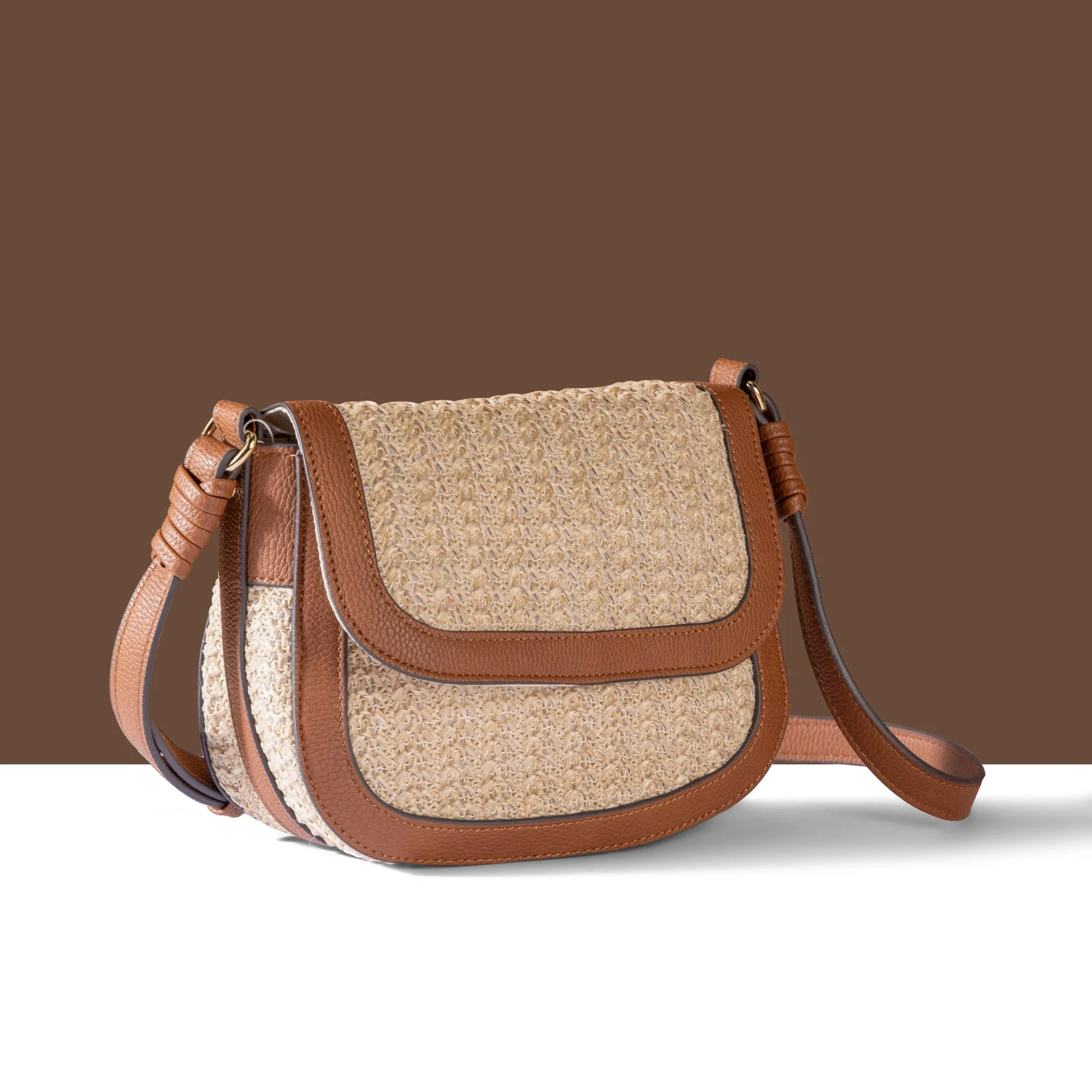 Accessorize London Women's Brown Woven Sling Bag