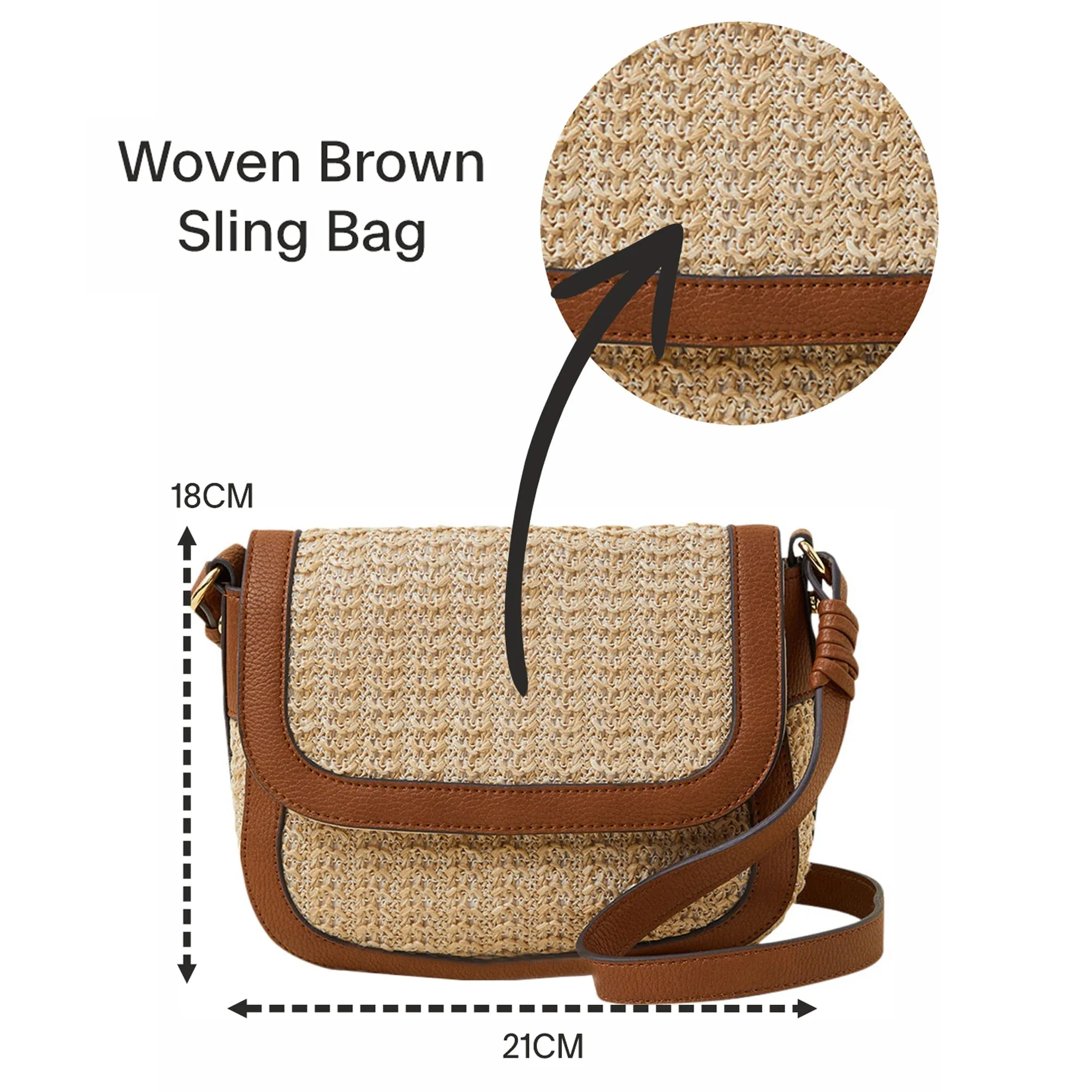 Accessorize London Women's Brown Woven Sling Bag