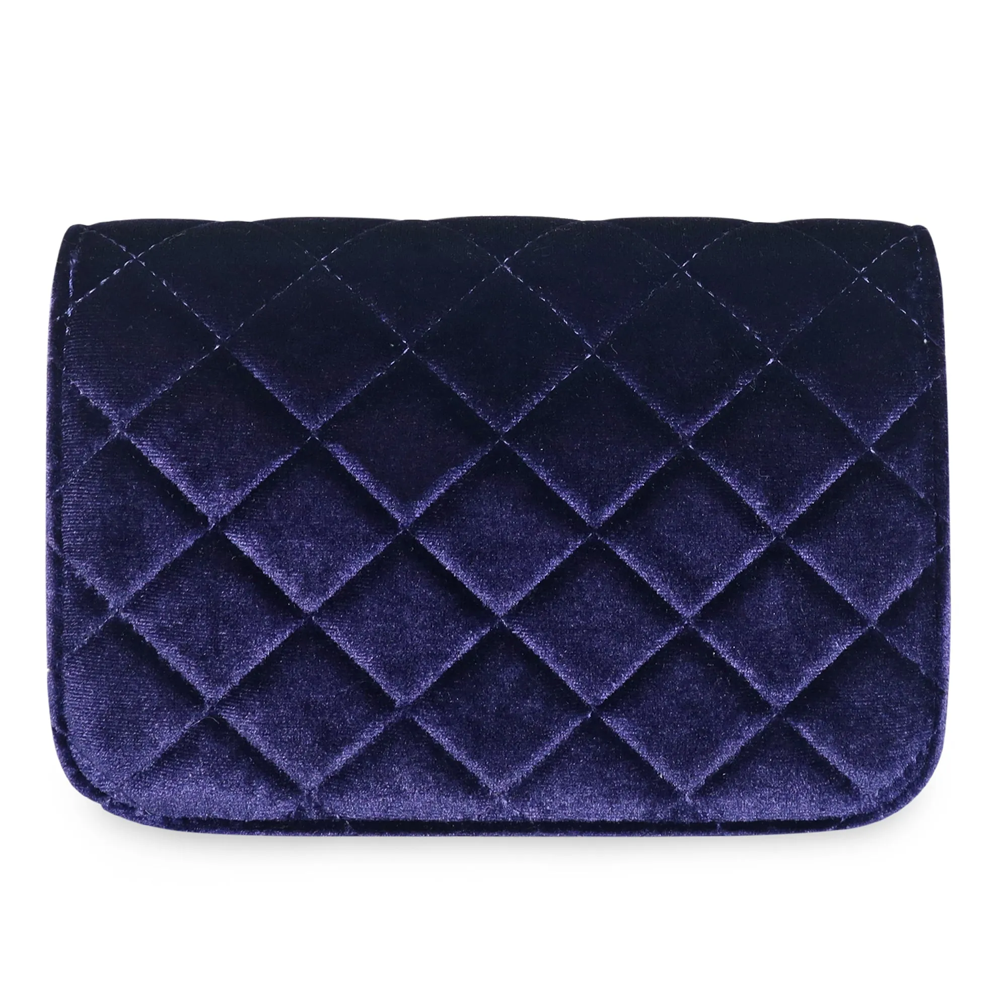 Accessorize London Women's Erin Quilted Velvet Blue Sling Bag