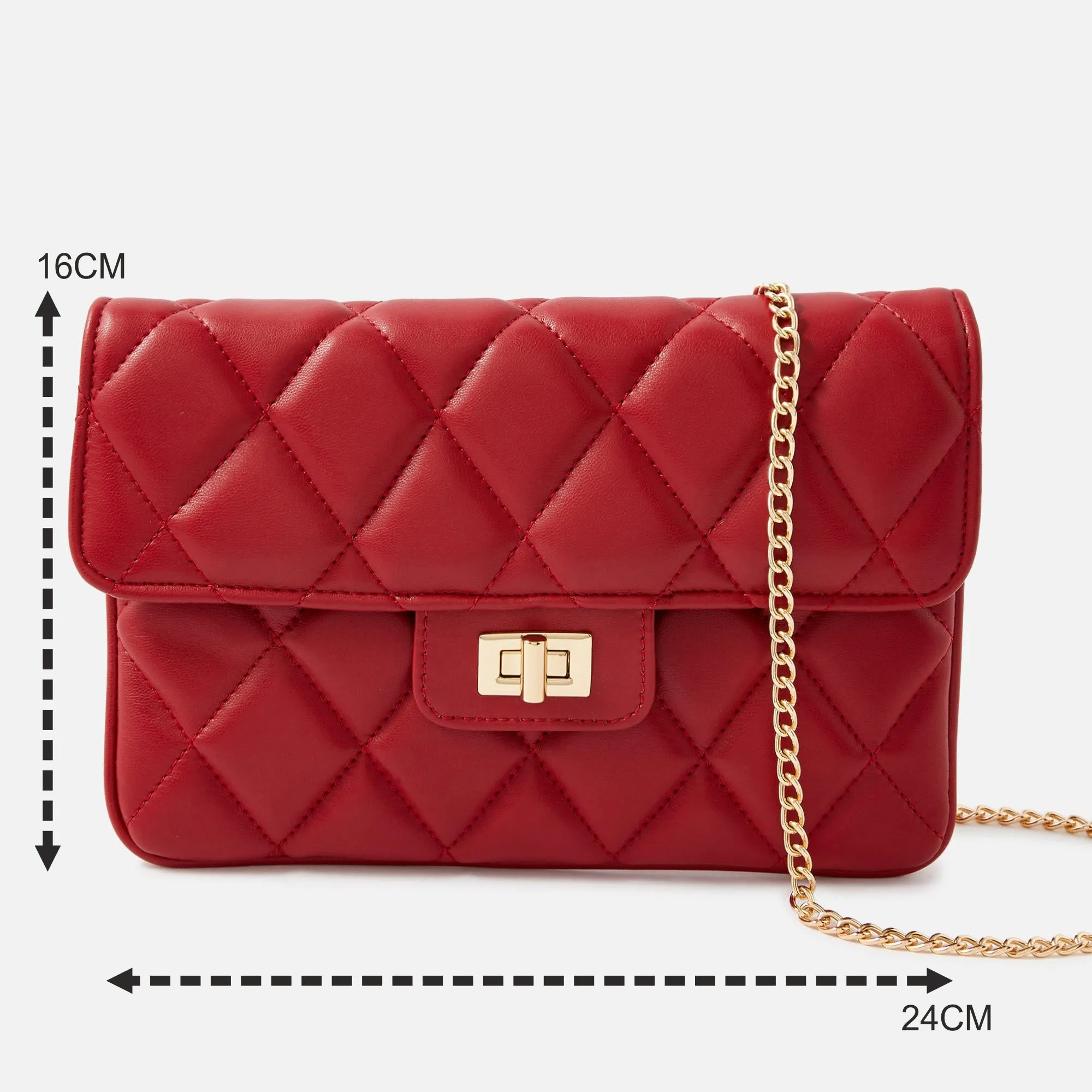 Accessorize London Women's Quilted Clutch Bag Red