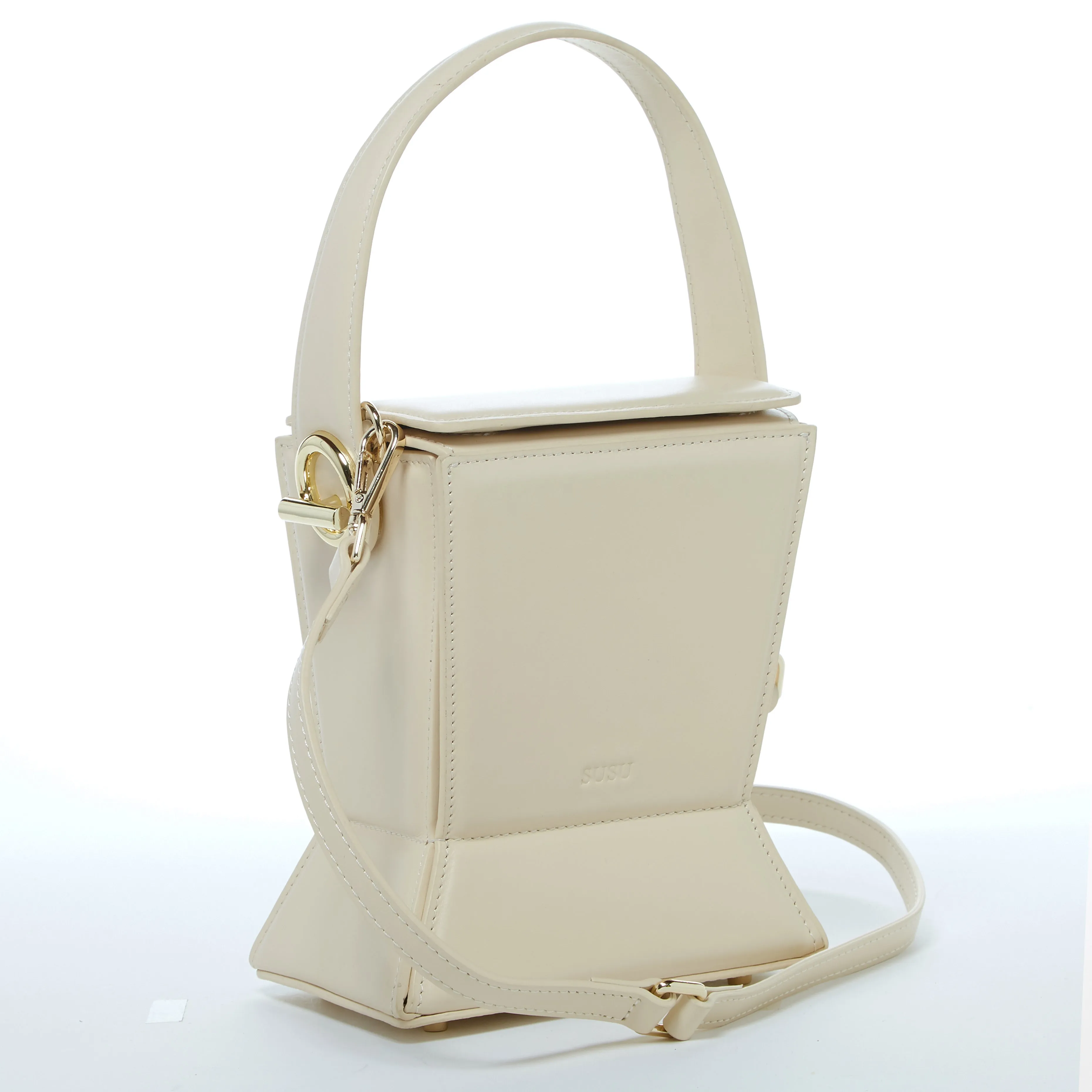 Amber Leather Bucket Bag Creamy Off White