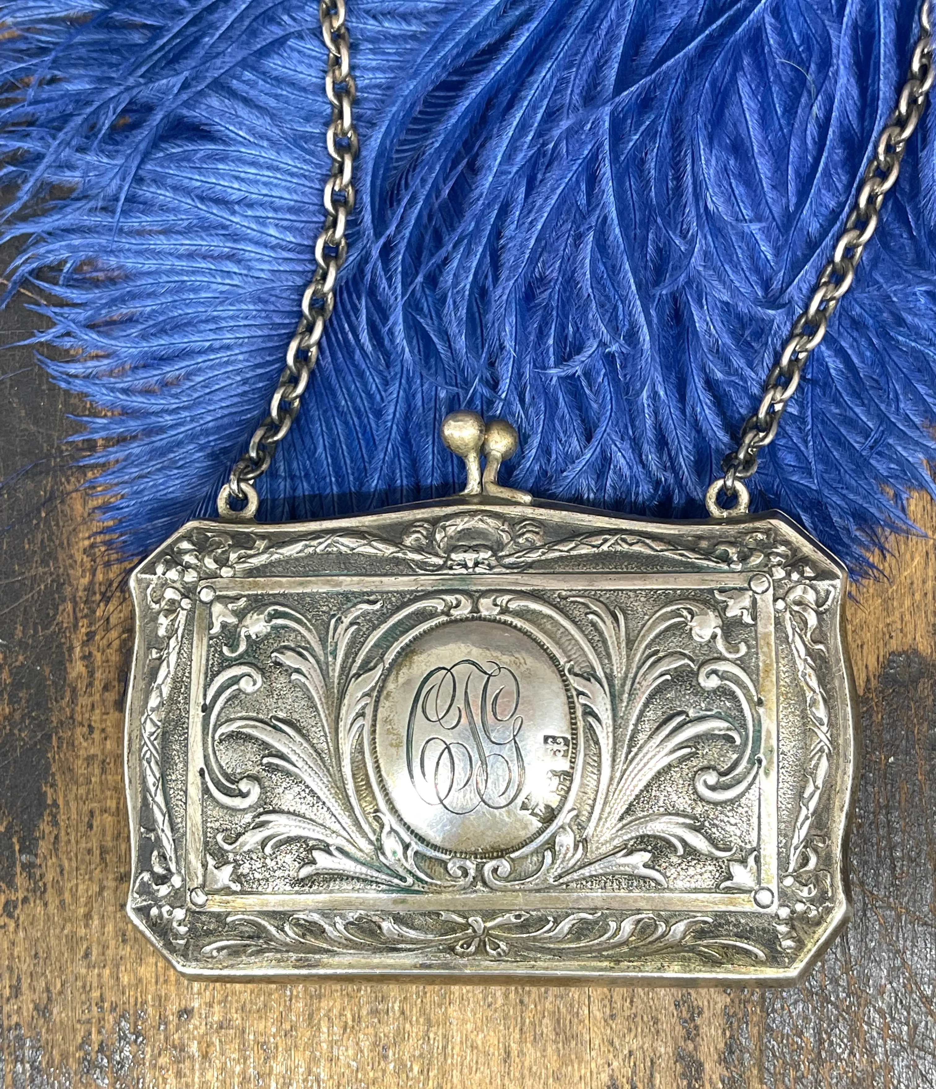 ANGEL BABIES Antique / Edwardian Silver Repousse Bag