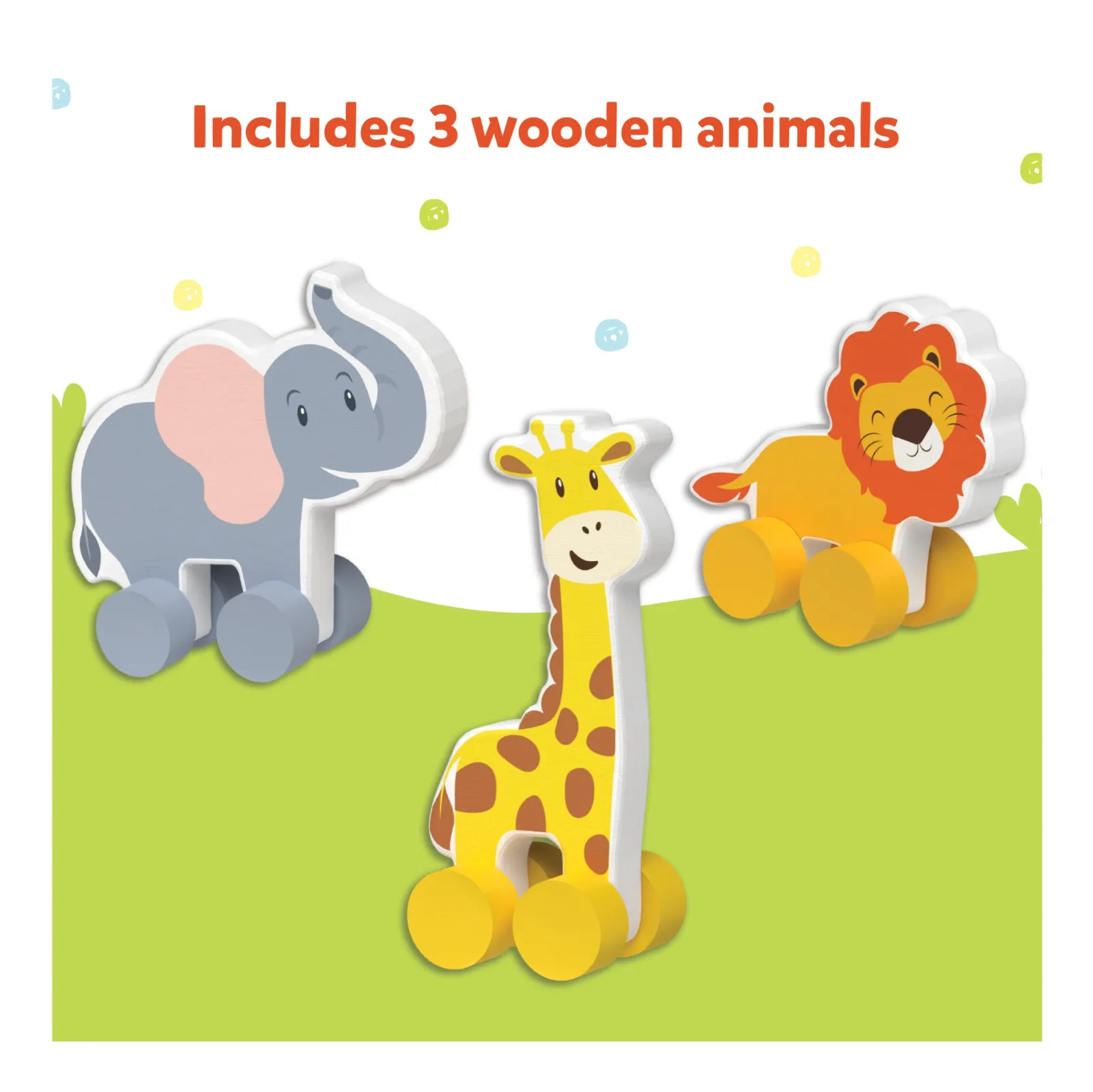 Animals on Wheels | Wooden Animal Toys on Wheels (ages 9 months - 3y)