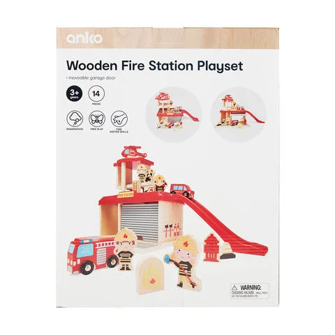 Anko Wooden Fire Station Playset  Ages 3  Years