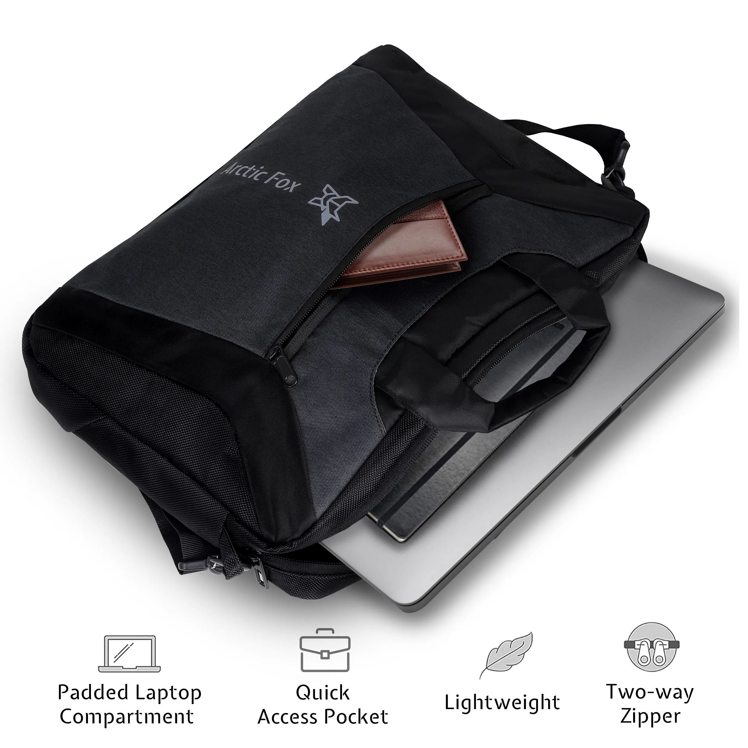 Arctic Fox Rex Black Laptop Carry Case Bag