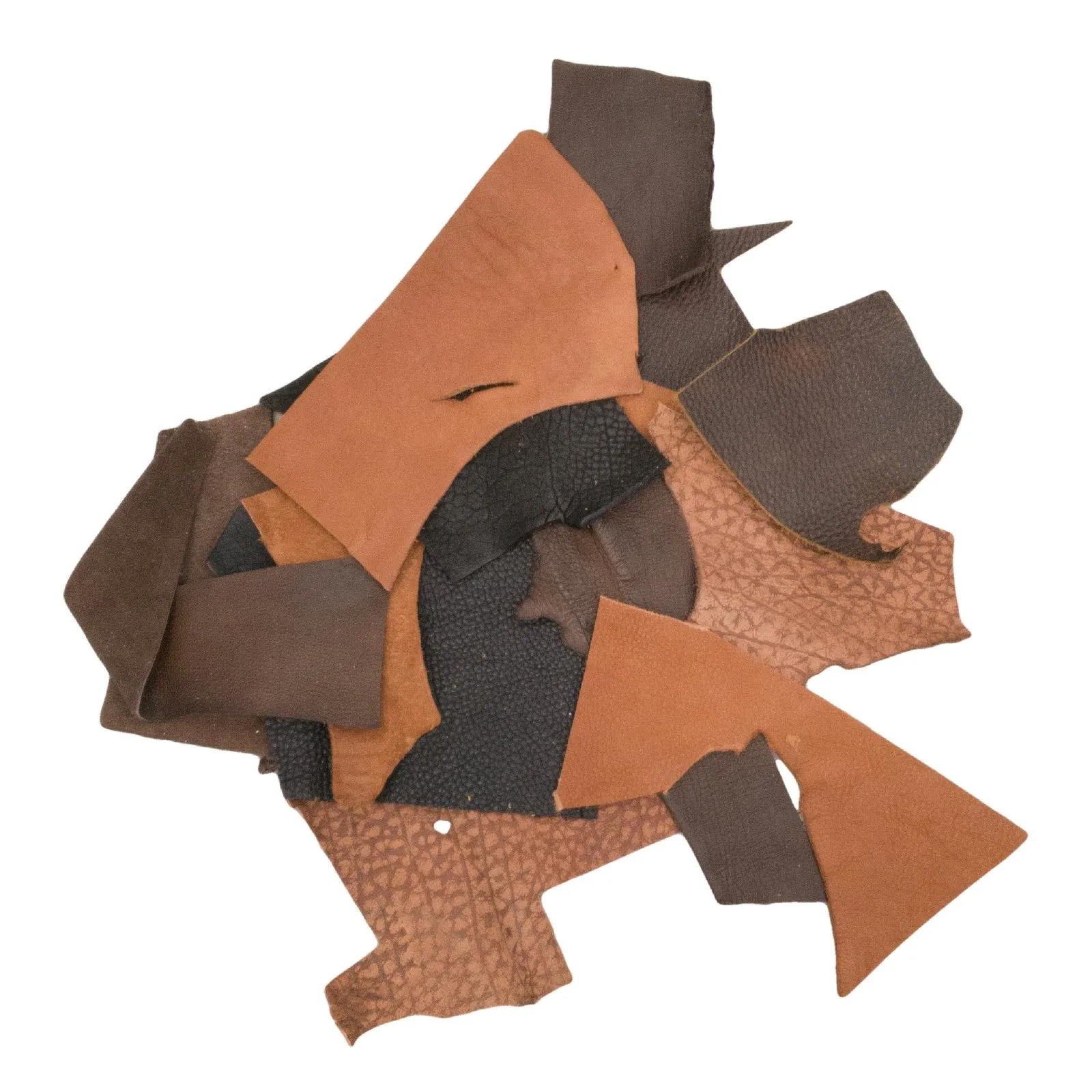 Assorted Rustic Browns, 7-8 oz, Bison Chrome Tan Scrap, 1 pound Bag