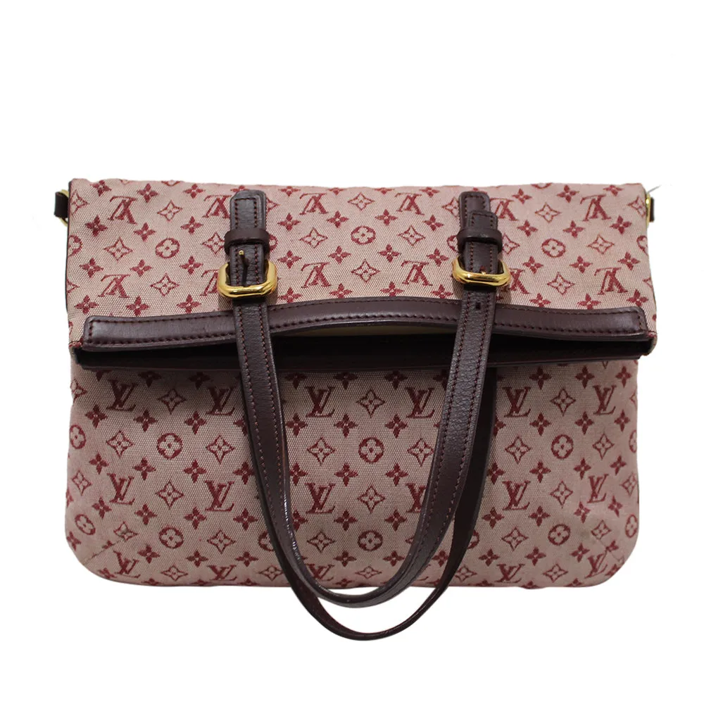 Authentic Louis Vuitton Red Monogram Mini Lin Francoise Small Tote Bag