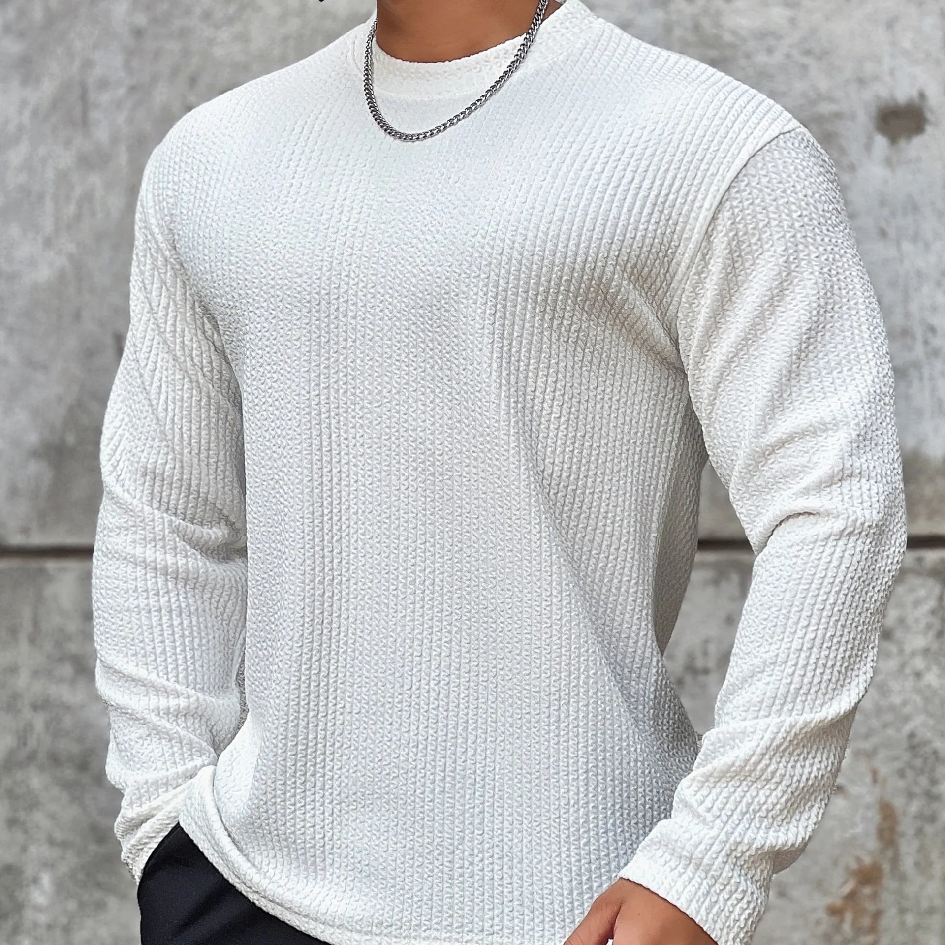 Autumn Winter Casual T-shirt Men Long Sleeves Solid Shirt Gym Fitness Bodybuilding Tees Tops Male Fashion Slim Stripes Clothing