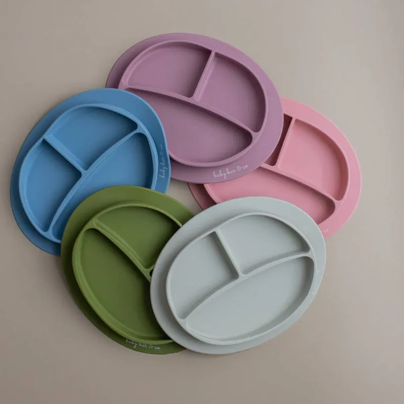 Baby Bar by Three Hearts Silicone Divided Plate - Army Green