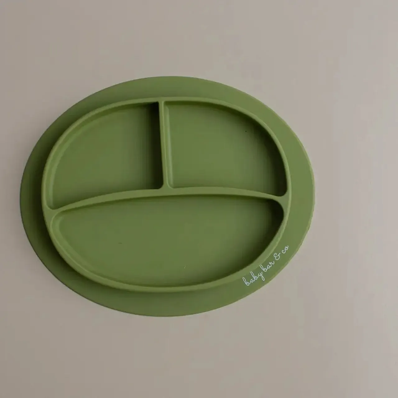 Baby Bar by Three Hearts Silicone Divided Plate - Army Green