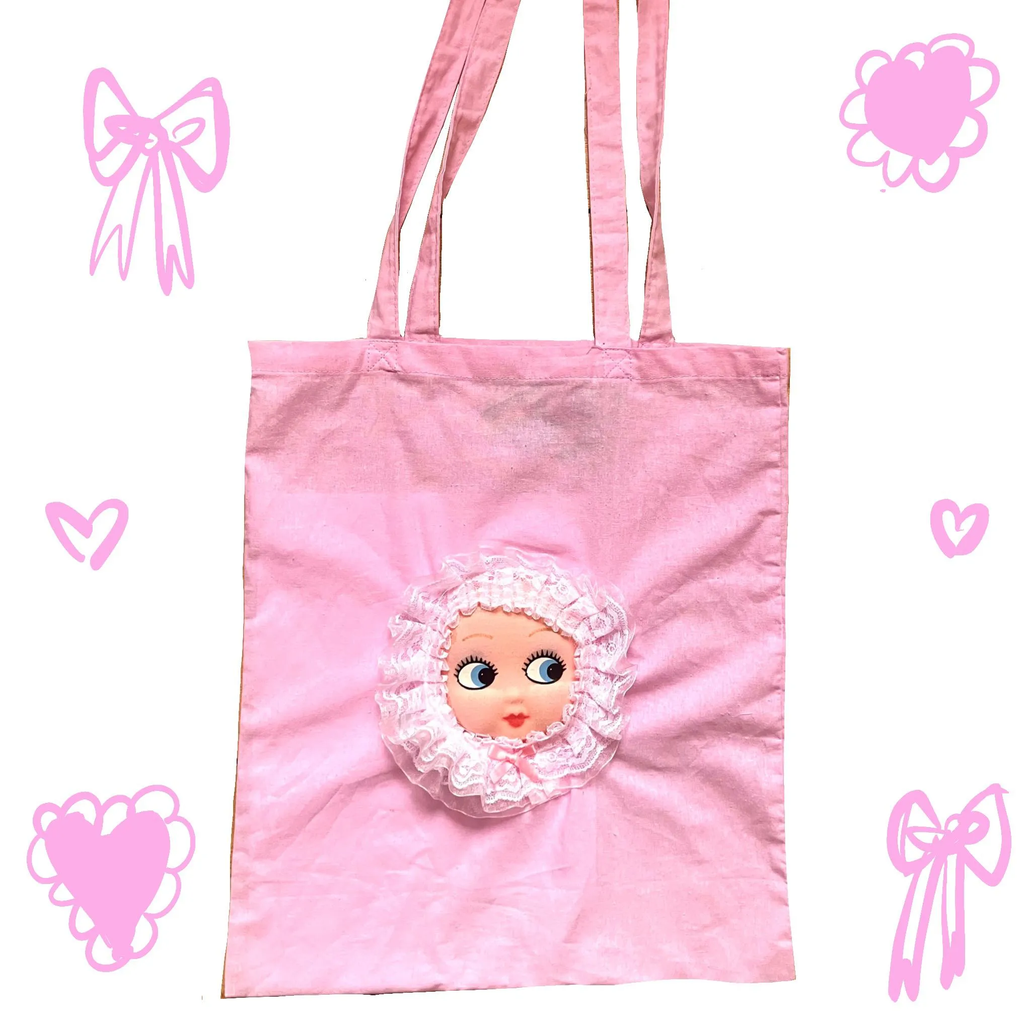 Baby Bonnet Tote bag - pink trim