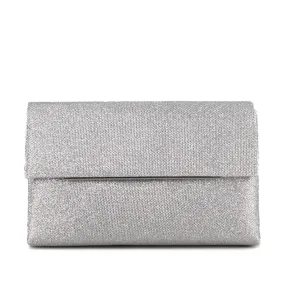 Badgley Mischka Women's Harper Satin Envelope Clutch in Silver