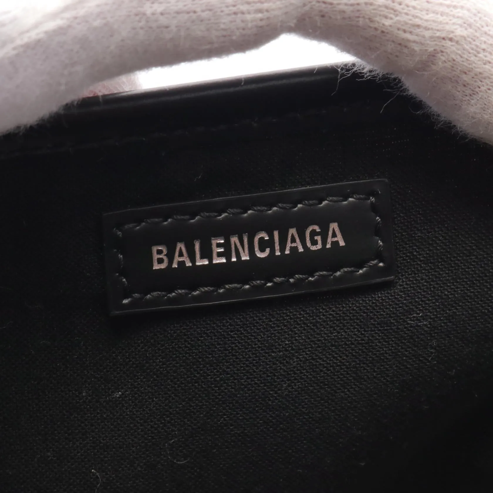 Balenciaga Navy Cabas S Canvas Leather Tote Bag