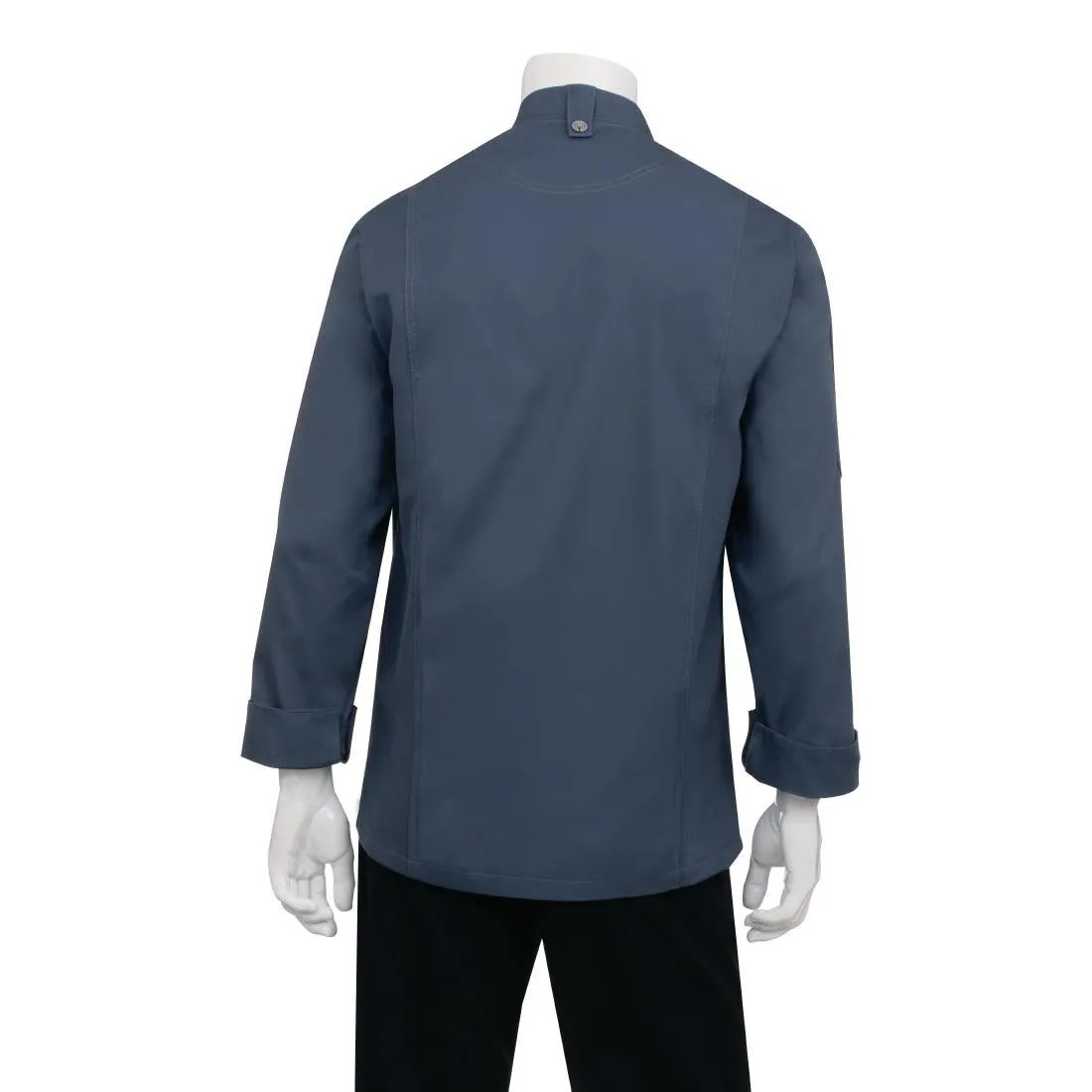 BB084-M Chef Works Hartford Lightweight Zipper Unisex Chef Jacket Blue M