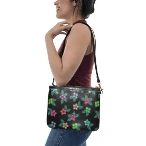 Berry Flowers Black Small Shoulder Bag