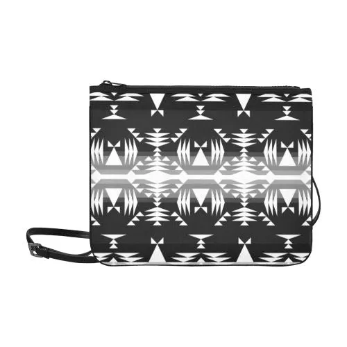 Between the Mountains Black and White Slim Clutch Bag