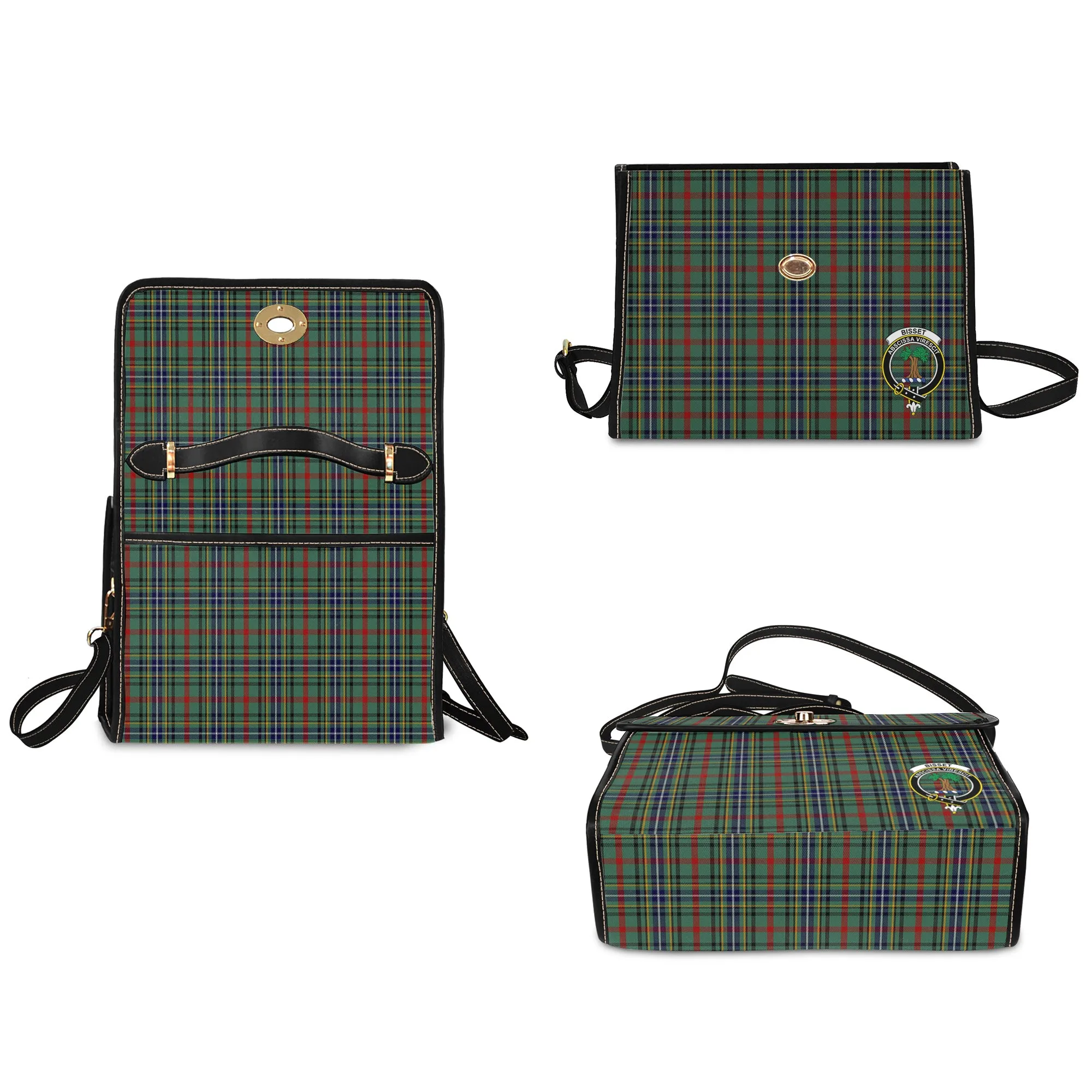 Bisset Tartan Waterproof Canvas Bag with Family Crest