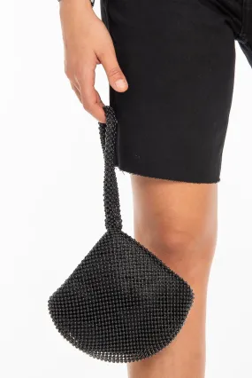 Black Beaded Mini Clutch Bag - Natally