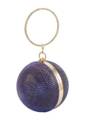 Blue Ball Rhinestone Clutch Evening Bag