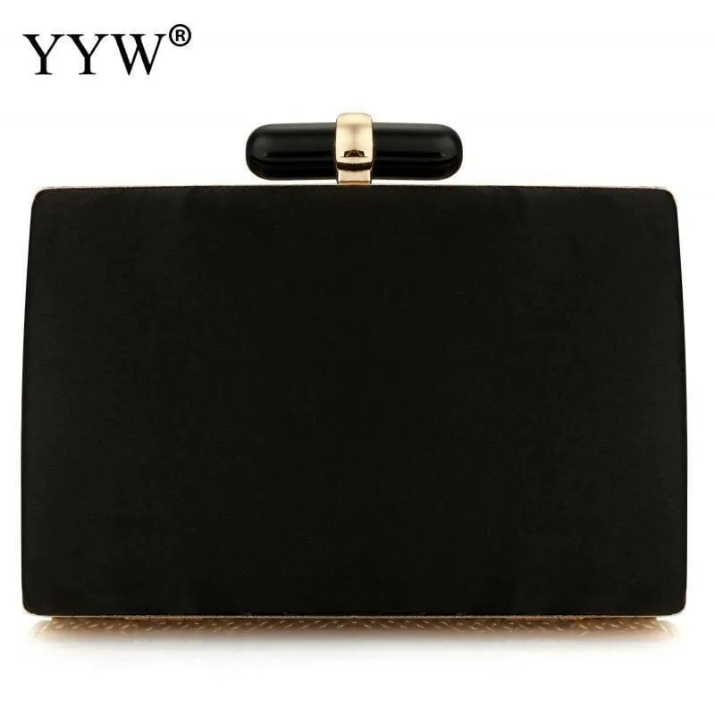 Bohemia Style Rhinestone Cocktail Clutch in Black Satin