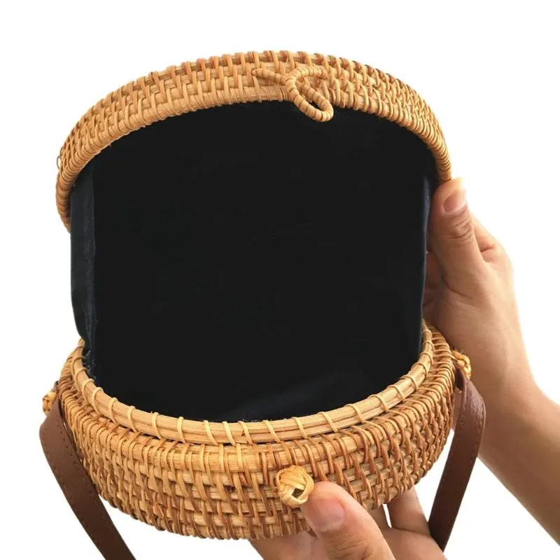 Bohemian Mandala Flap Round Straw Rattan Bag