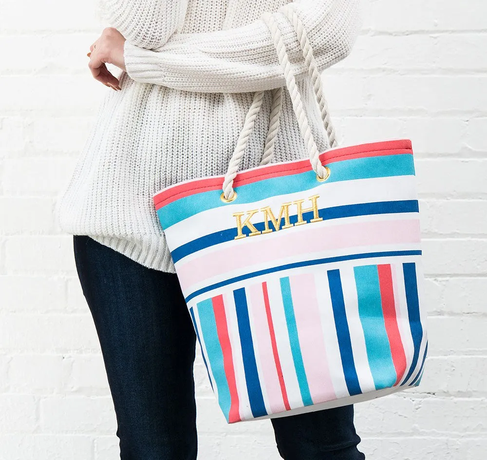 Bright Stripes Bridesmaid Tote Bag