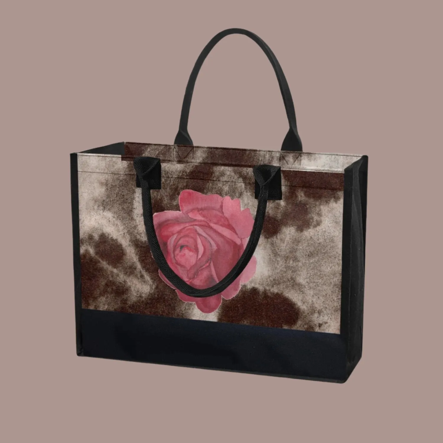 Brown Rose Shopping Tote Bag