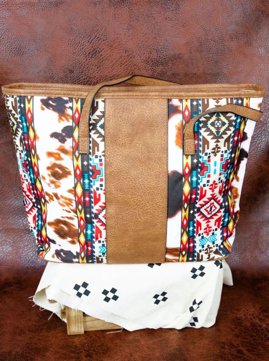 Canvas and Faux Leather Shopping Tote