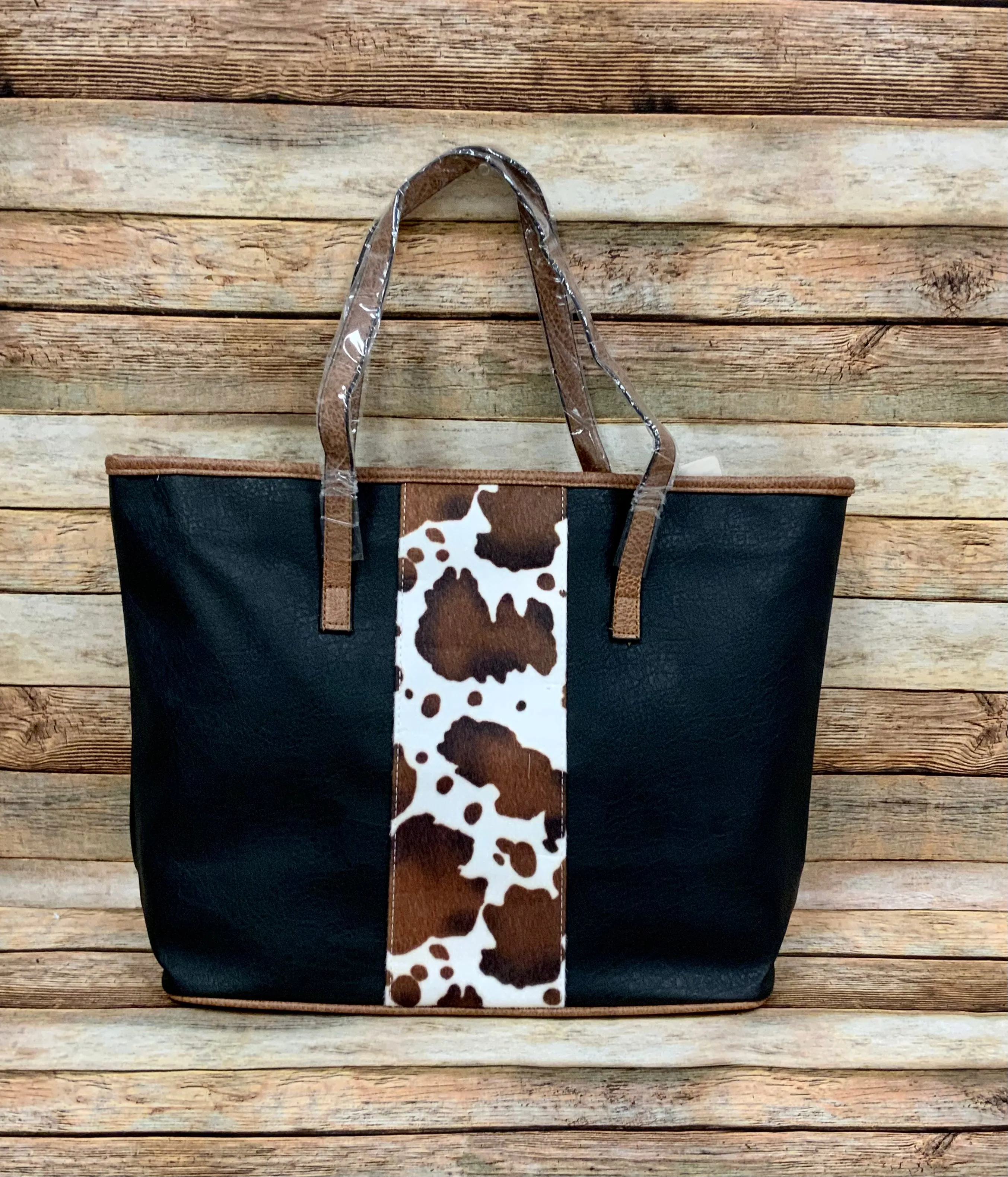 Canvas and Faux Leather Shopping Tote