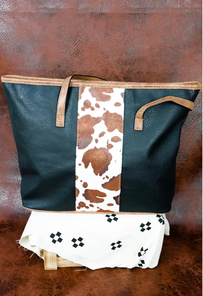 Canvas and Faux Leather Shopping Tote