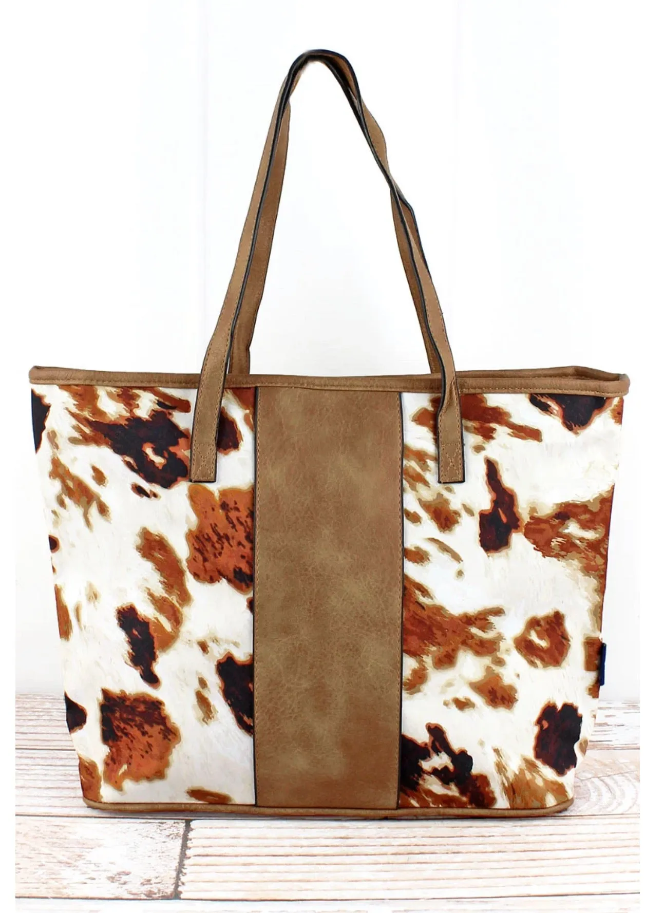 Canvas and Faux Leather Shopping Tote