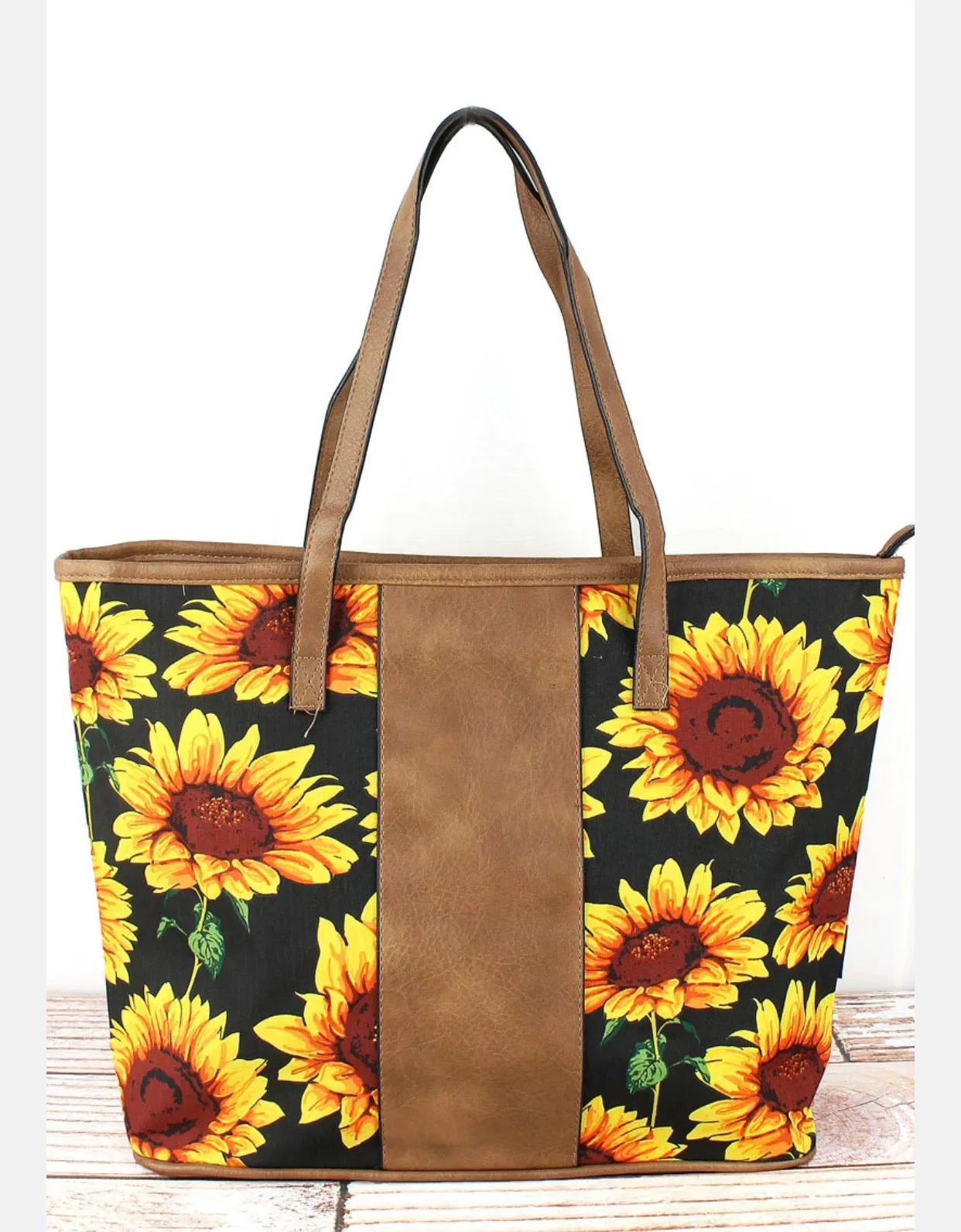 Canvas and Faux Leather Shopping Tote