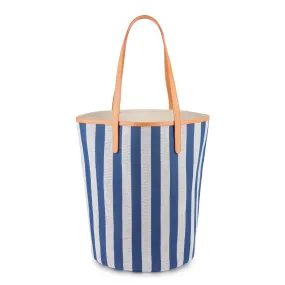 Canvas Circle Bucket Bag - Blue/White