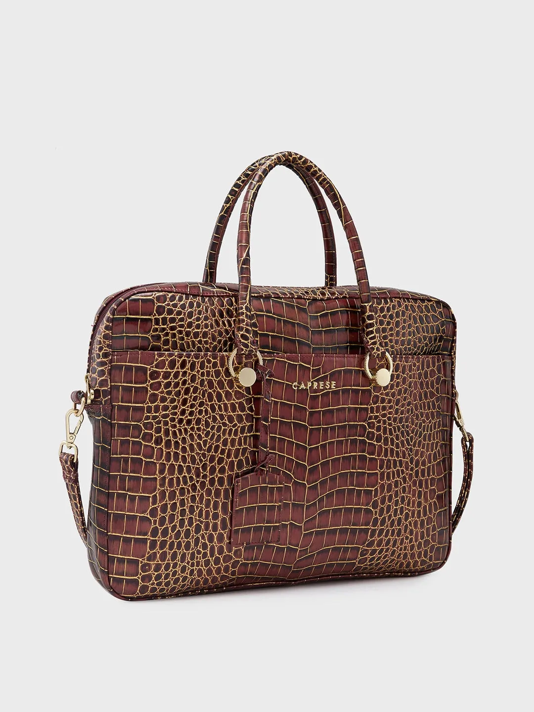 Caprese Miranda Laptop Bag Large Croco Women'S Office Bag Burgundy