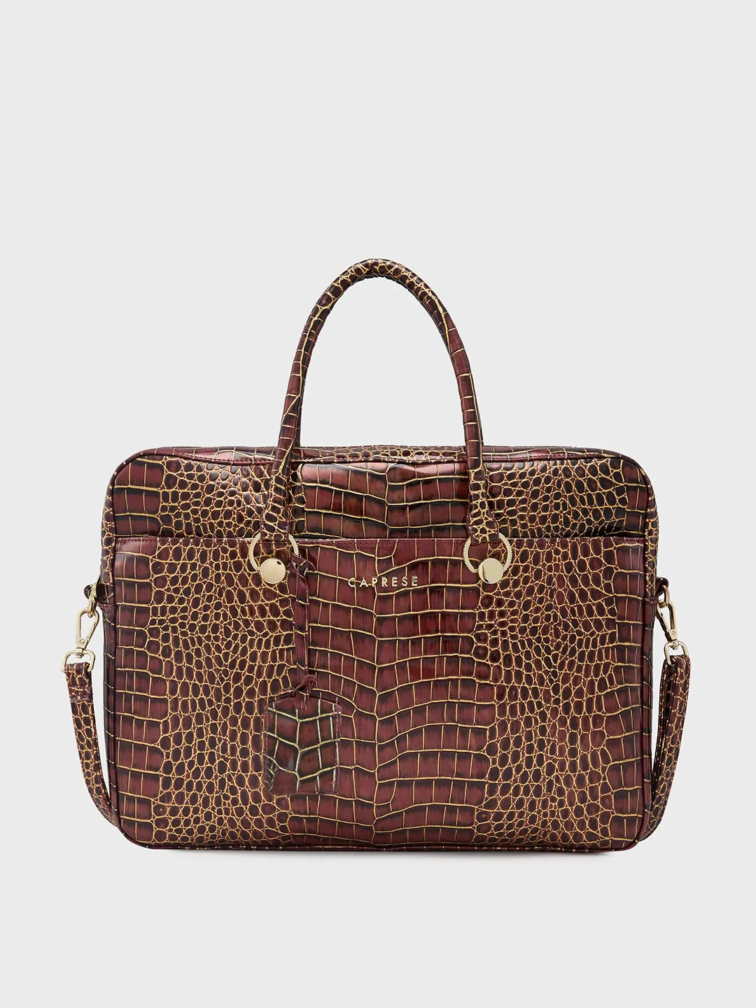 Caprese Miranda Laptop Bag Large Croco Women'S Office Bag Burgundy