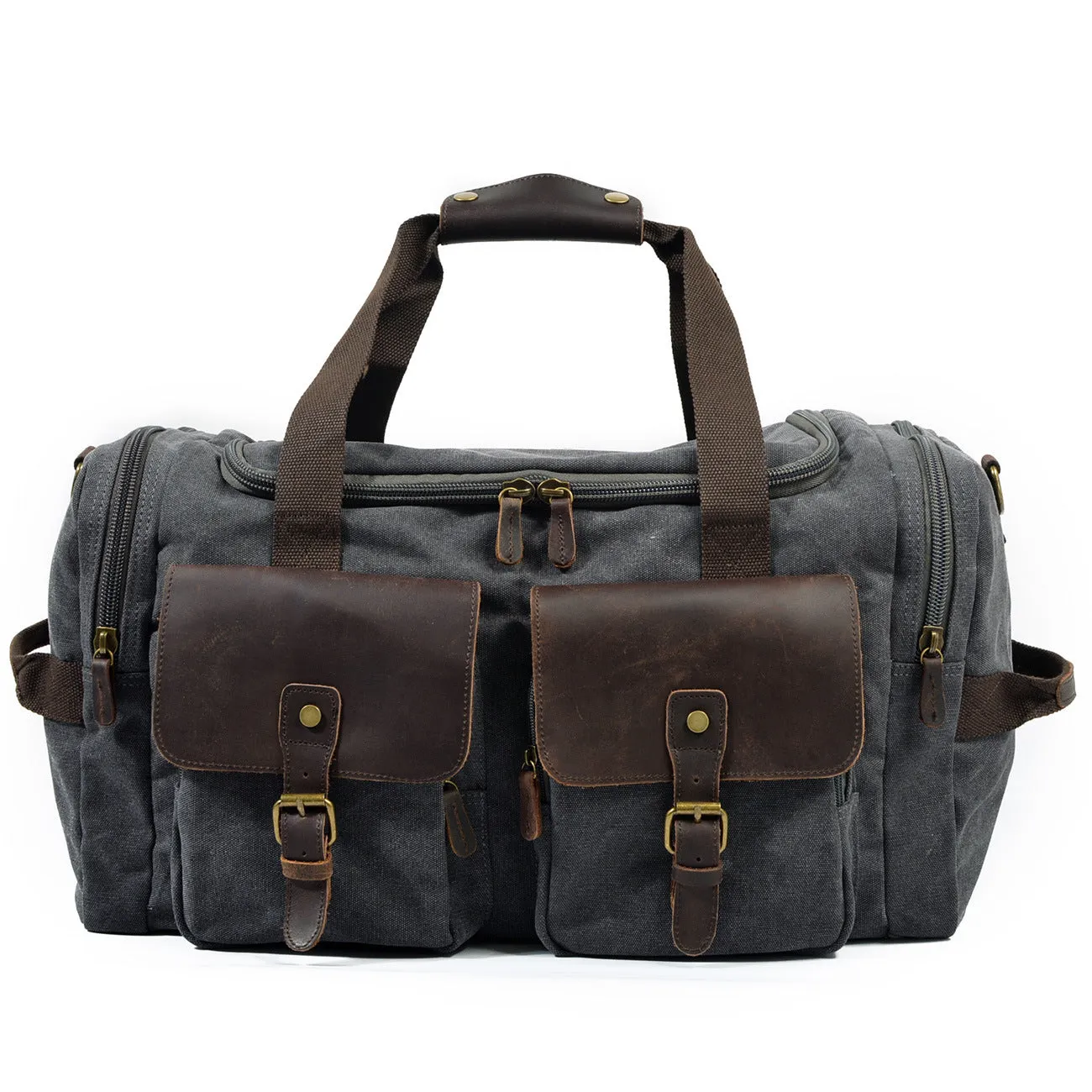 Casual Men's Large Storage Leather Canvas Traveling Duffle Bags 9133