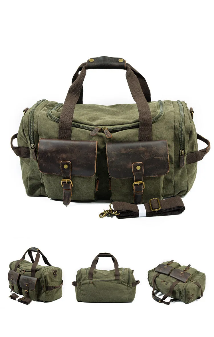 Casual Men's Large Storage Leather Canvas Traveling Duffle Bags 9133