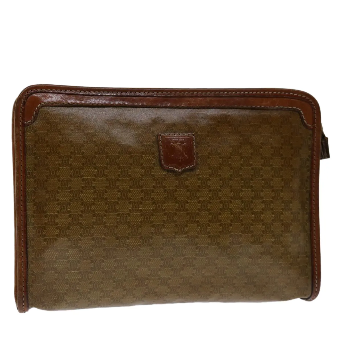 CELINE Macadam Canvas Clutch Bag Brown Auth bs12762