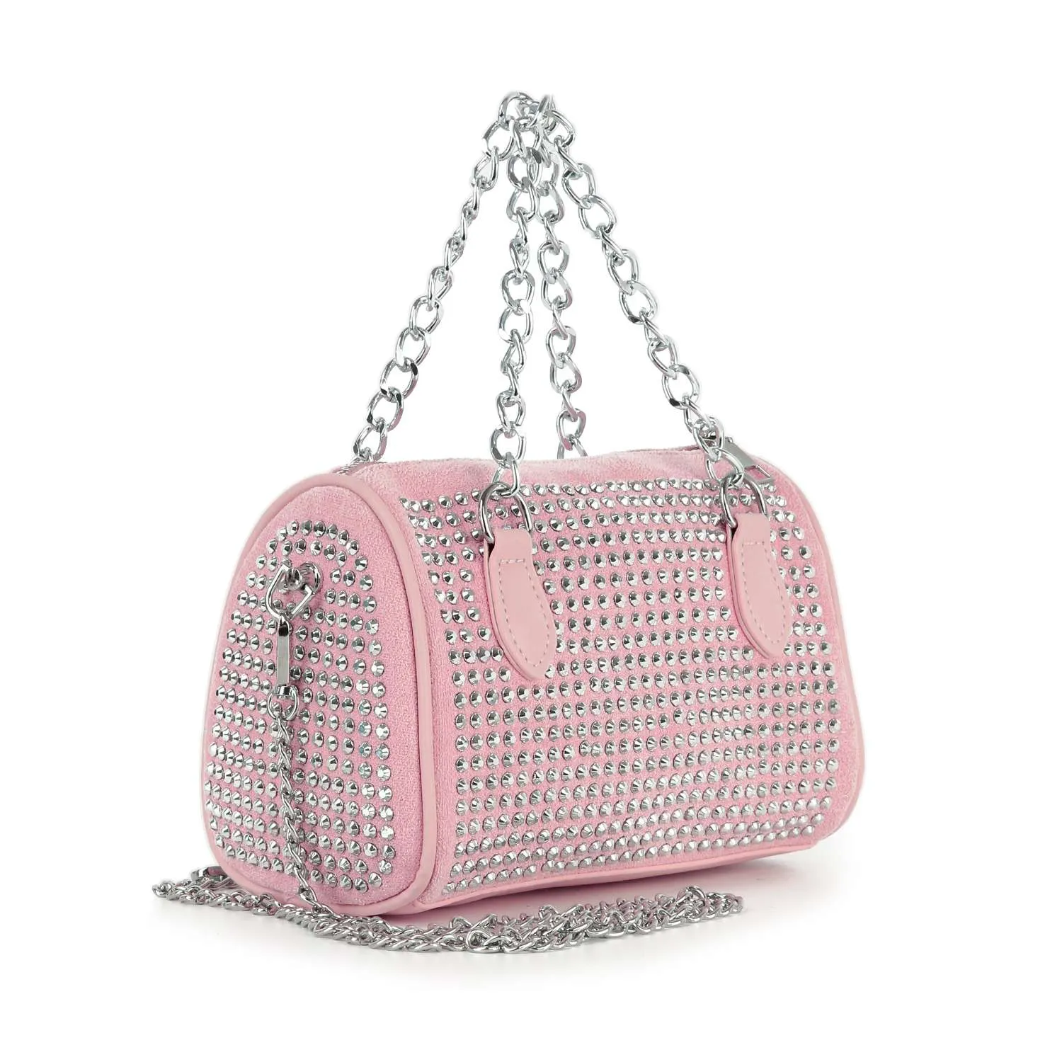 Chain Handle Rhinestone Evening Bag