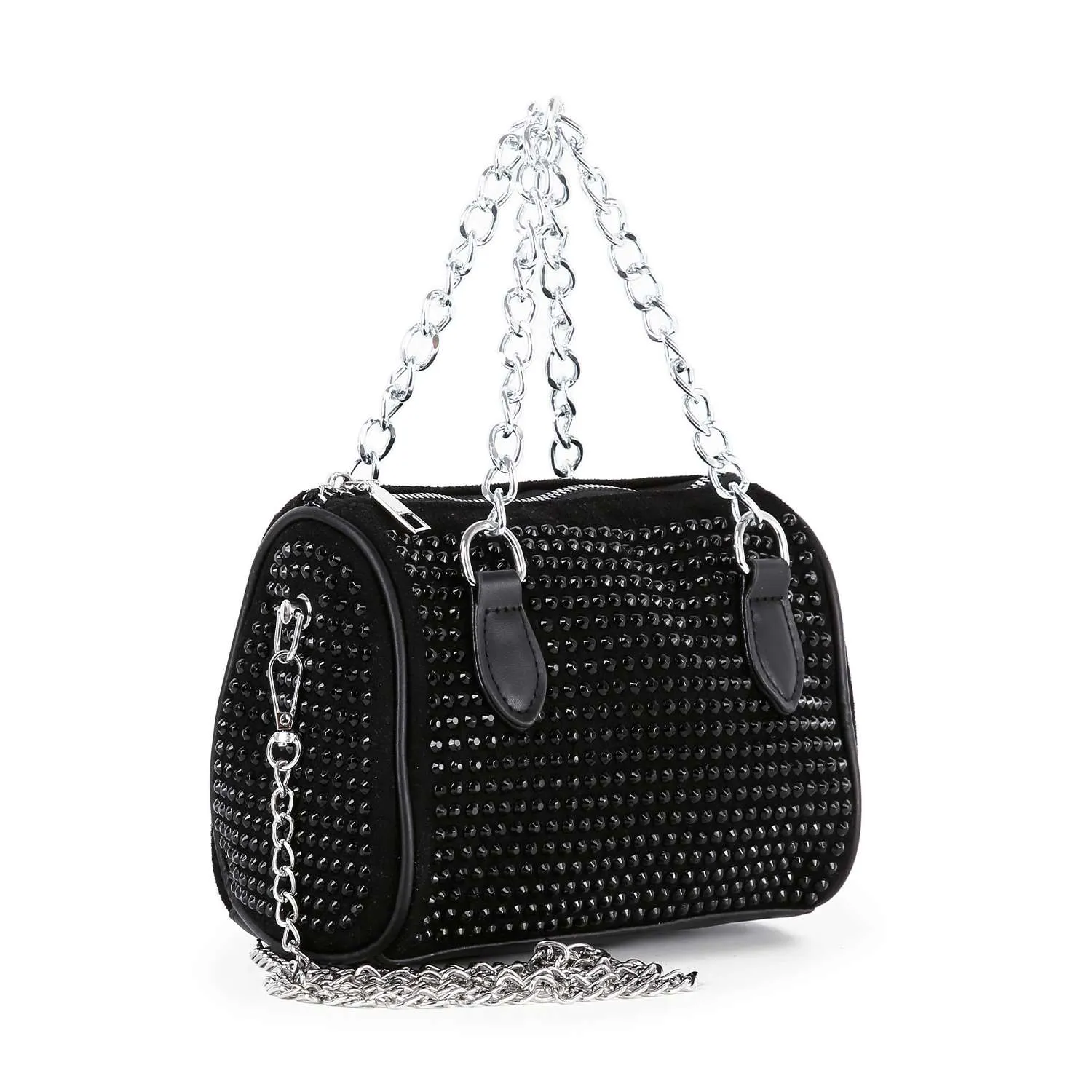 Chain Handle Rhinestone Evening Bag