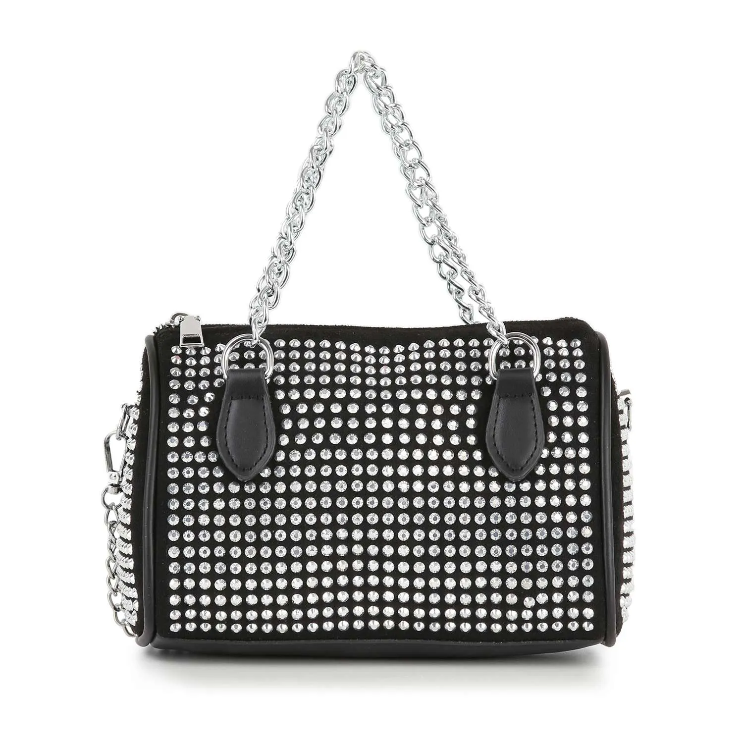 Chain Handle Rhinestone Evening Bag