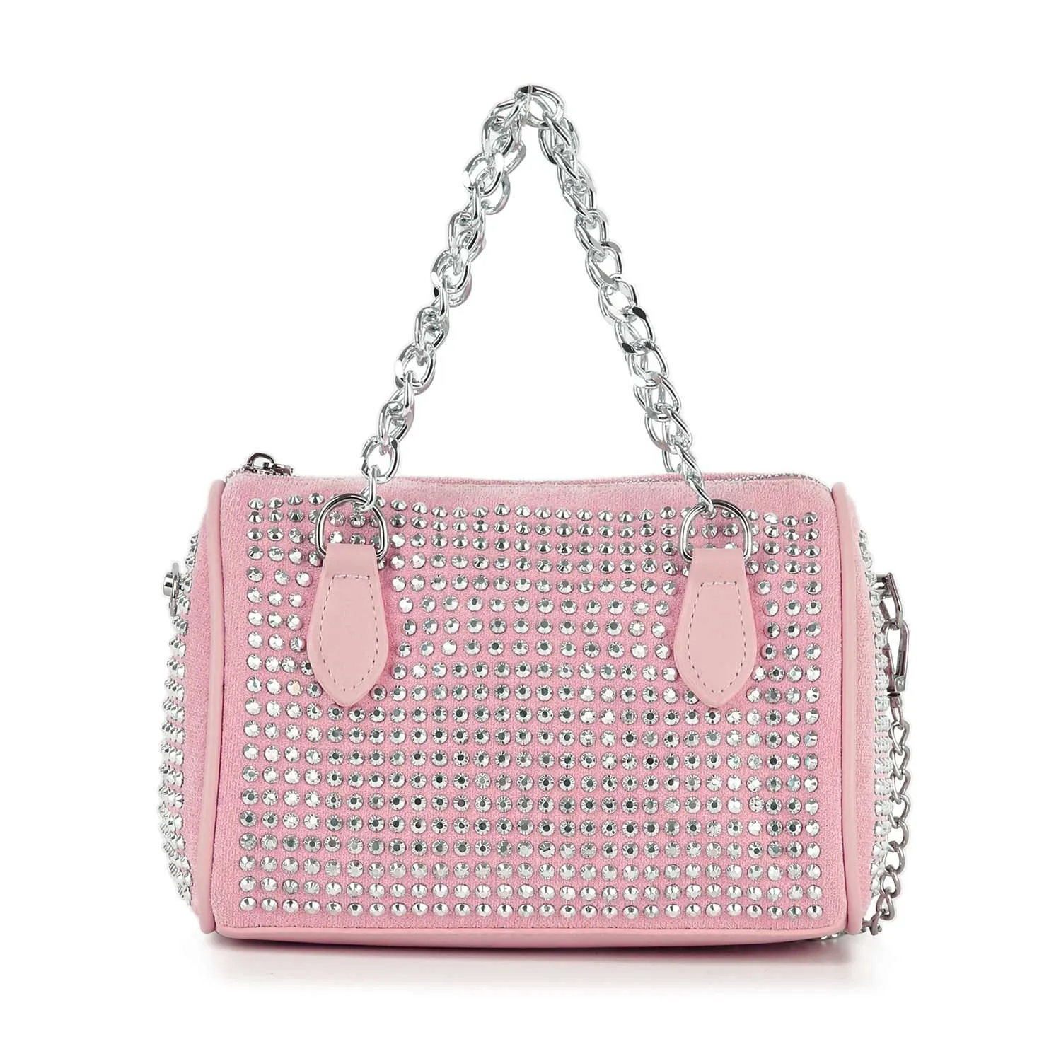 Chain Handle Rhinestone Evening Bag