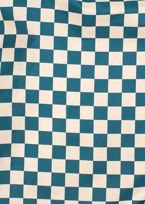 Checkerboard Teal & Beige | Extra Large Reusable Bag