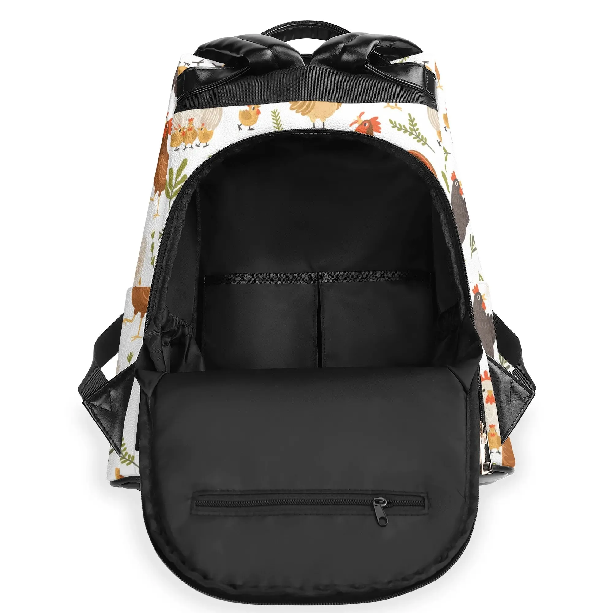 Chicken Pattern Backpack Farm Animal Bag New Travel PU Daypack Anti-theft Backpack